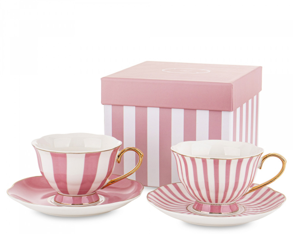 Šálka s podšálkou, bielo-ružová