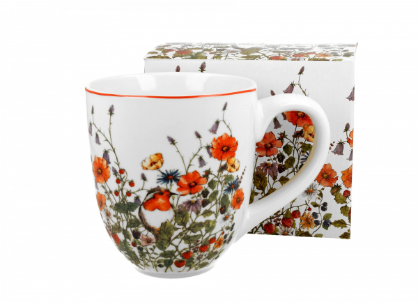 Hrnček XXL, svetlý, kvetinkový, 1000 ml