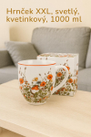 Hrnček XXL, svetlý, kvetinkový, 1000 ml