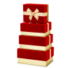 Dekoračná krabička, tvar darčeka, červená, 4 ks v sade