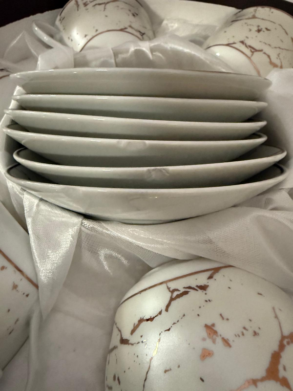 Šálka s podšálkou, svetlá, dekorovaná, 6 ks v sade, POŠKODENÉ