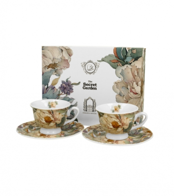 Šálky s podšálkami espresso, PEONY WHITE, 2 ks v balení