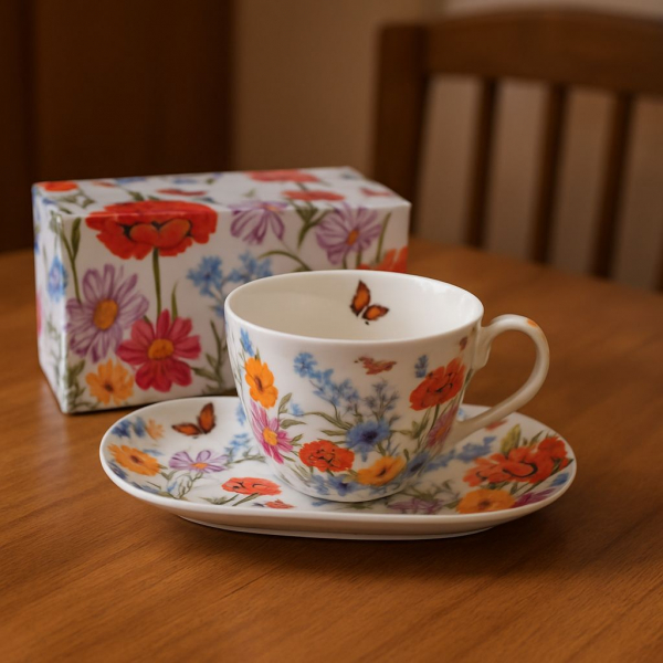 Raňajková JUMBO šálka s tanierikom, SPRING