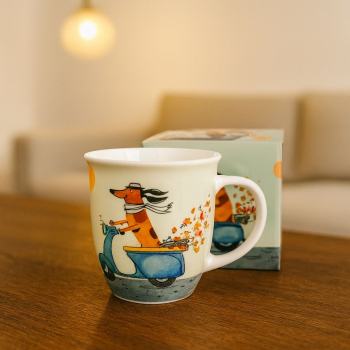 Hrnček, DOG ON SCOOTER, svetlý