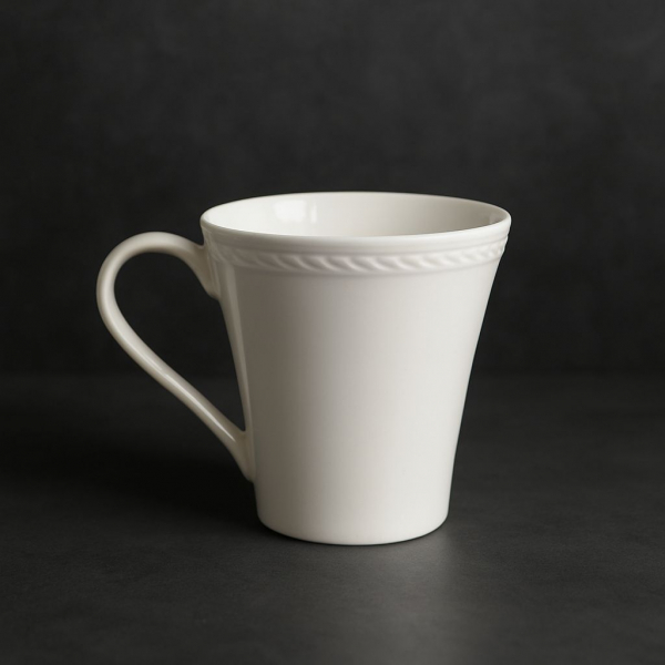 Šálka, biela, porcelánová