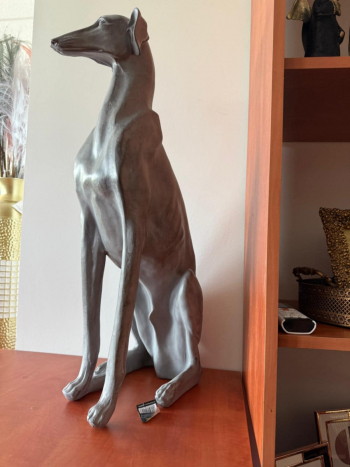 Dekoračná socha psa, tmavá, 80 cm