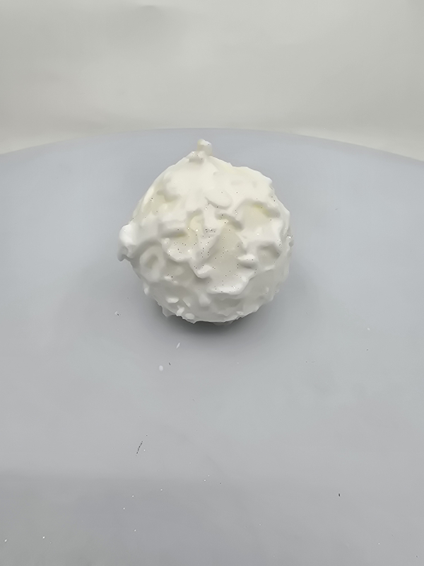Vianočná dekoračná sviečka guľa, snehová vločka, biela, 7 cm