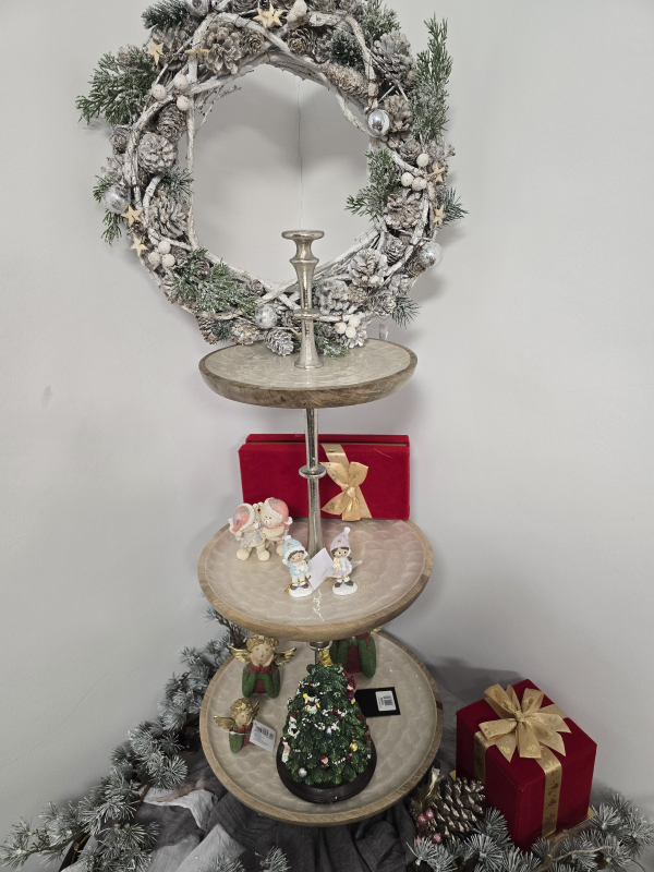 Dekoračný stojan s kovu a dreva, 78x35x35 cm