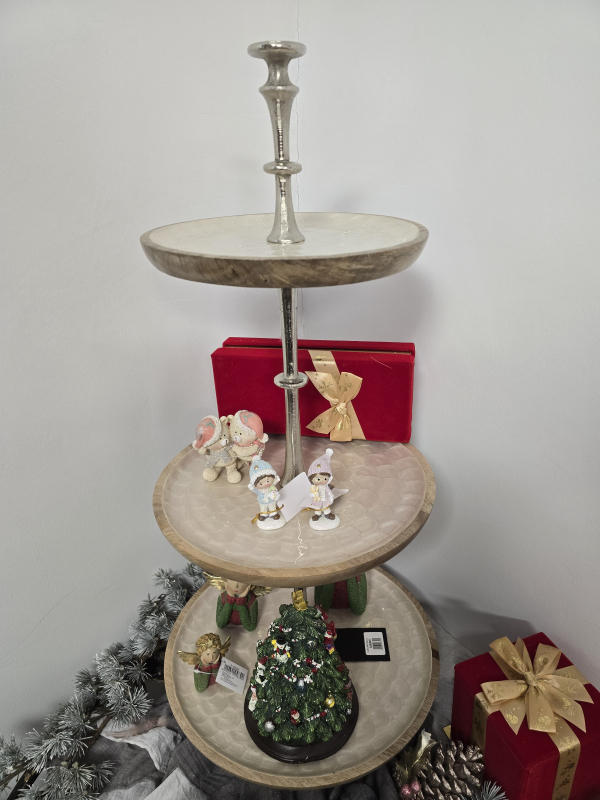 Dekoračný stojan s kovu a dreva, 78x35x35 cm