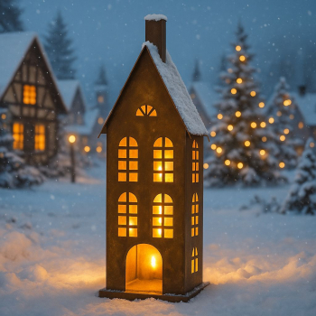 Dekoračný domček z kovu, 11x8x40 cm