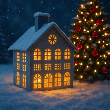 Dekoračný domček z kovu, 18x12x29 cm