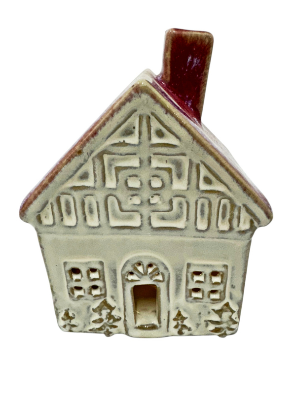 Vianočný dekoračný domček, keramika, LED