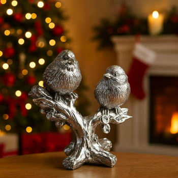 Dekoračná figúrka vtáčiky na strome, 14x10x18 cm