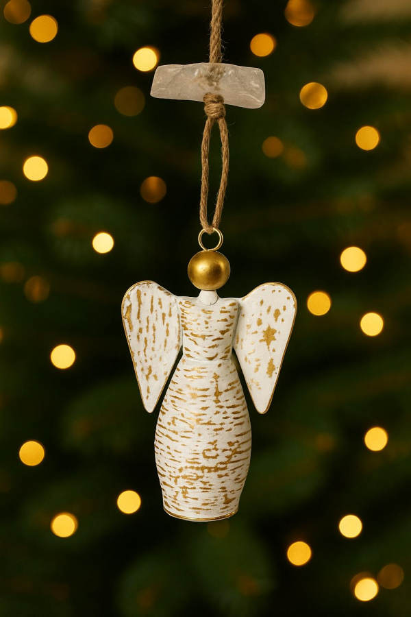 Dekoračný kovový anjel, 18x9x33 cm