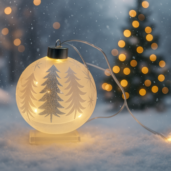 Sklenená visiaca svietiaca guľa, svetlá, 12 cm, LED