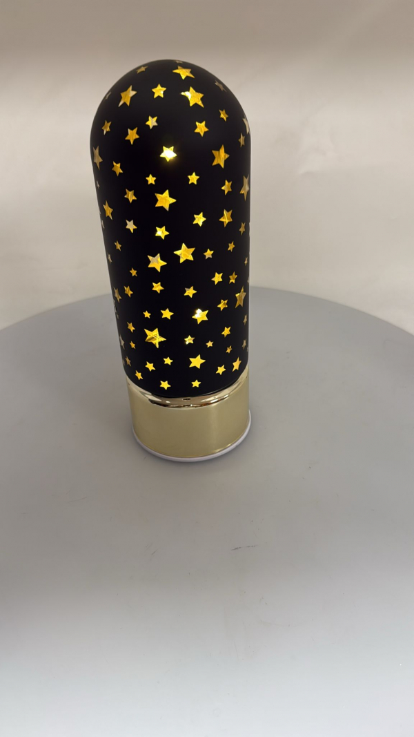 Vianočná sklenená dekorácia, čierna, LED, 9x25x9 cm