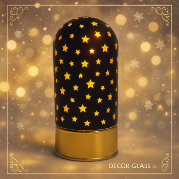 Vianočná sklenená dekorácia, čierna, LED, 9x25x9 cm