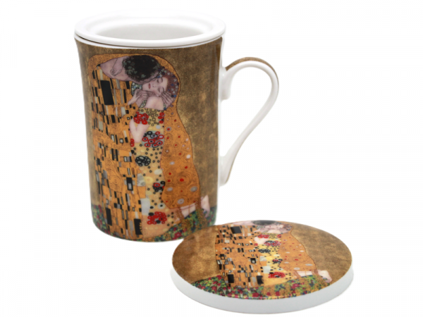 Hrnček so zaparovačom a vrchom, G. Klimt, bozk