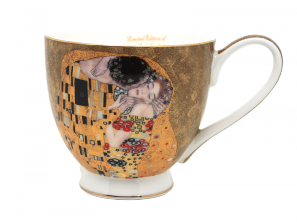 Hrnček JUMBO, tmavohnedý, G. Klimt, bozk