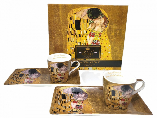 Šálky s podšálkami, G. Klimt, bozk, 2 ks v balení
