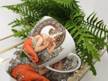 Šálka s podšálkami a lyžičkami, G. Klimt, bozk, svetlá, 2 ks v balení