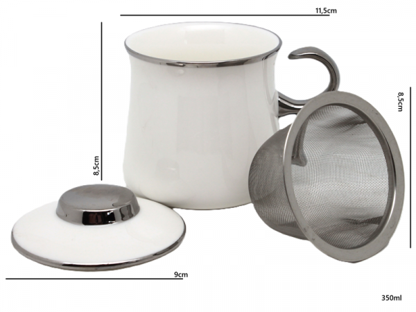 Hrnček so zaparovačom a vrchom, svetlý, 350 ml