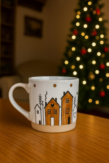 Hrnček, domčeky, vianočný, 460 ml