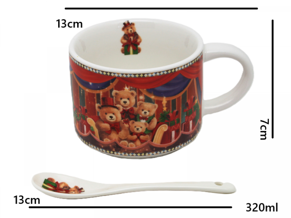 Hrnček, medvedíky, vianočný, 320 ml