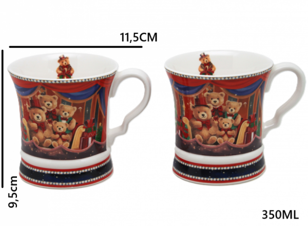 Hrnčeky, medvedíky, vianočné, 350 ml
