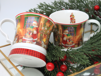 Hrnčeky, mikuláš, vianočné, 2 ks v sade, 350 ml