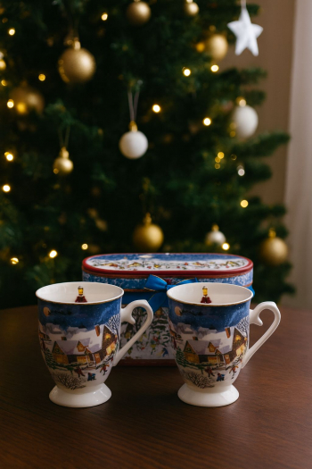 Sada hrnčekov, mestečko, vianočné, 330 ml
