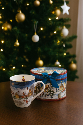 Hrnček, mestečko, vianočný, 350 ml