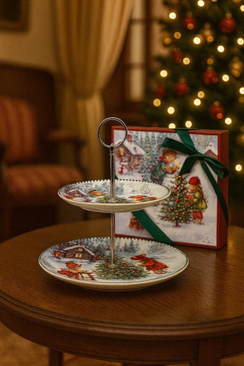 Etažér, vianočný dekor, farebný, 23 cm