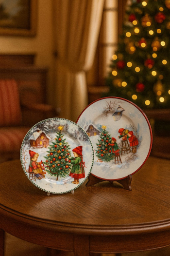 Obedové taniere, vianočné, 2 ks v balení
