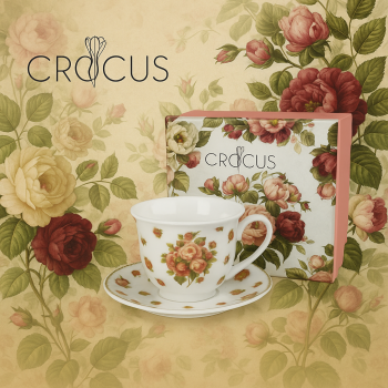 Šálka s podšálkou, kvety pivónie, 250 ml