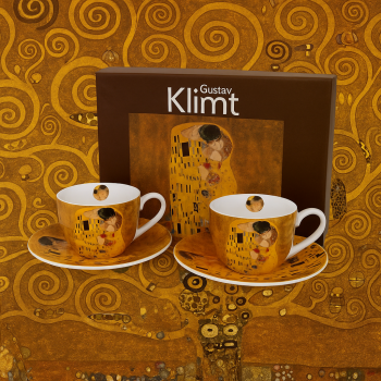 Šálky s podšálkami espresso, G. Klimt, bozk, 2 ks v balení