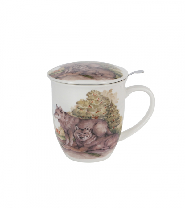 Hrnček so sitkom a poklopom, vlci, 400 ml