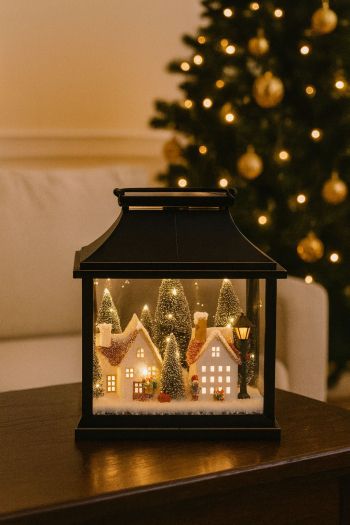 Vianočná scénka, čierna, LED, 30x16x36 cm