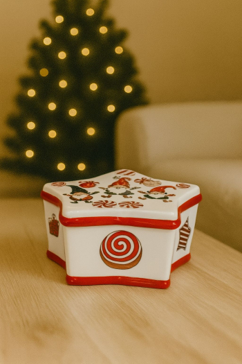 Vianočná keramická nádoba, hviezda, keramická, 17x17x9 cm