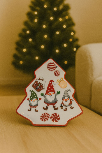 Vianočná keramická nádoba, strom, keramická, 19x17x9 cm