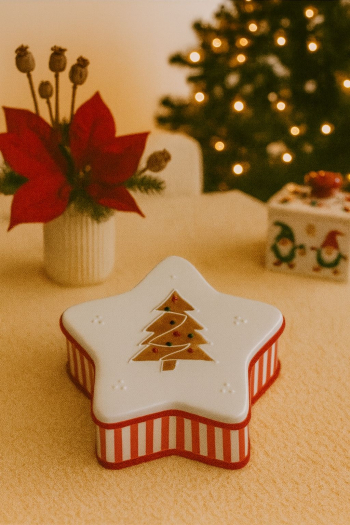 Vianočná keramická nádoba, hviezda, keramická, 17x17x8,5 cm