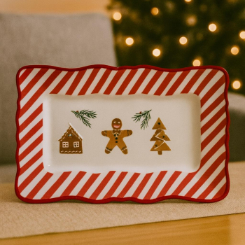 Vianočný keramický tanier, 39x25x4 cm