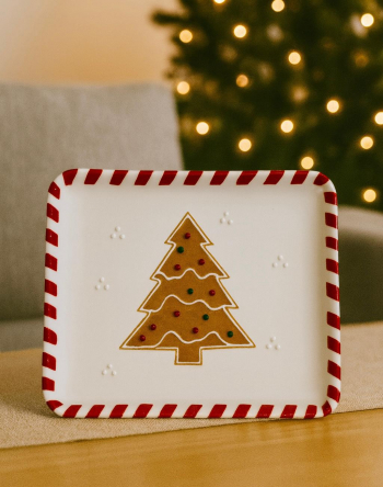 Vianočný keramický tanier, 22x22x2,5 cm