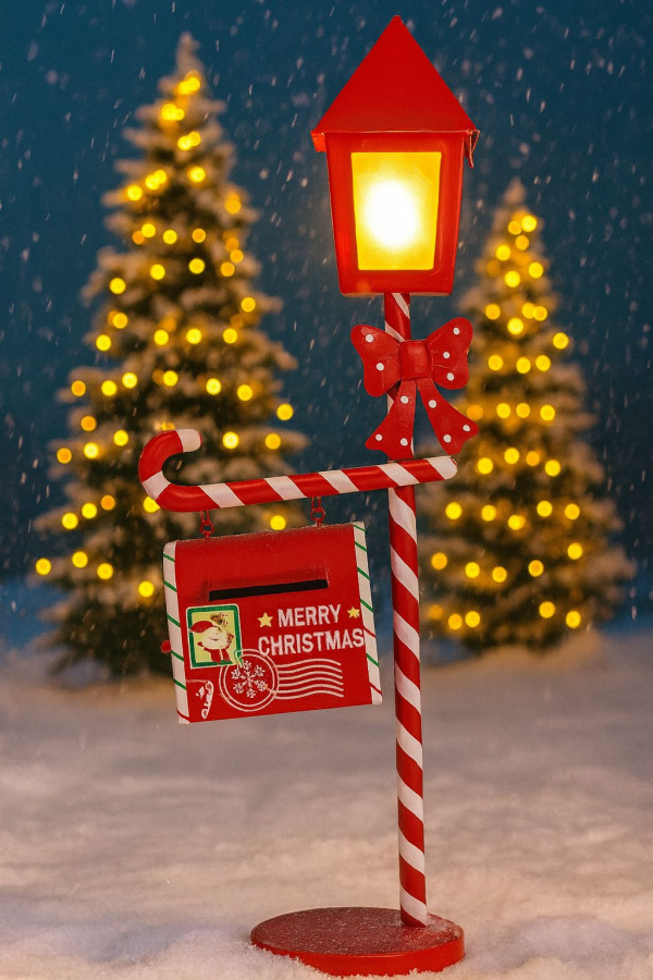 Vianočná schránka na listy, červená, 20x15x68 cm