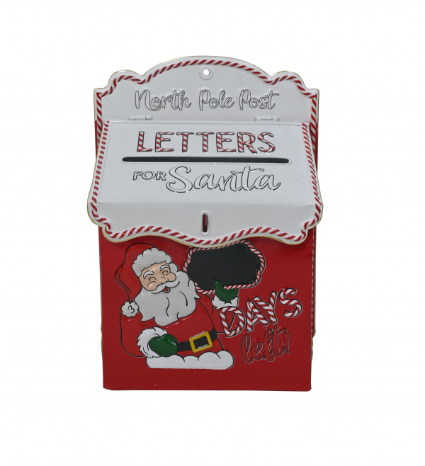 Vianočná schránka na listy, červená - biela, 26x13x36 cm