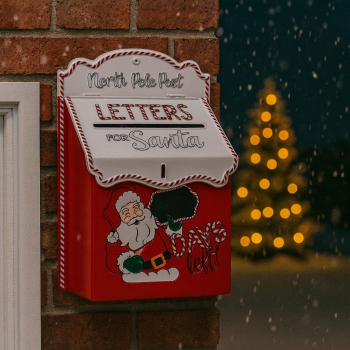 Vianočná schránka na listy, červená - biela, 26x13x36 cm