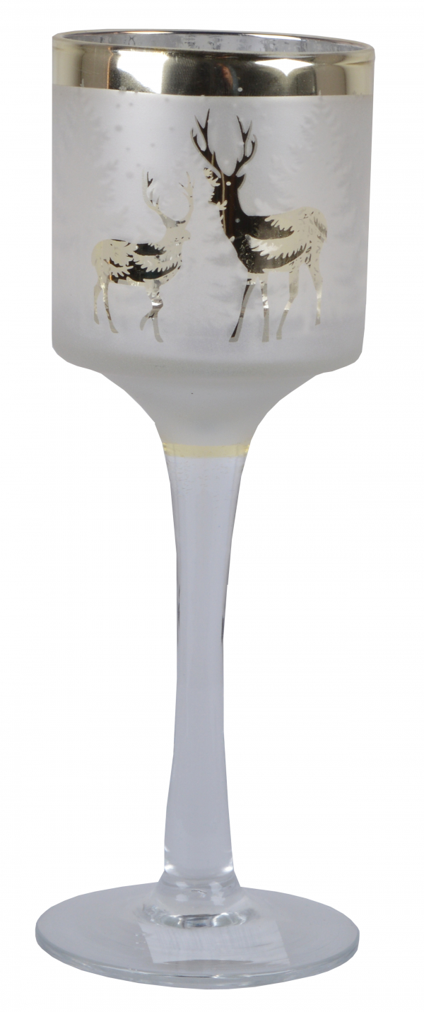 Sklenený vianočný svietnik  7x7x20 cm