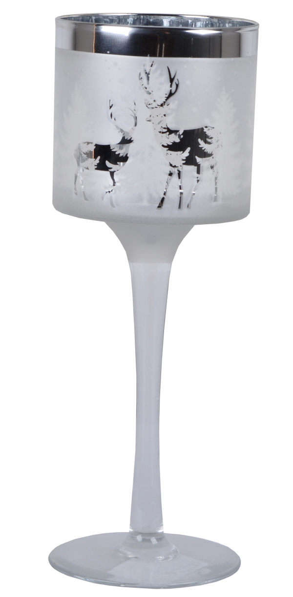 Sklenený vianočný svietnik  7x7x20 cm