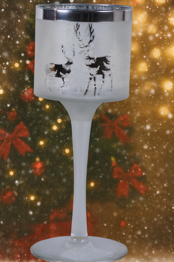 Sklenený vianočný svietnik  7x7x20 cm