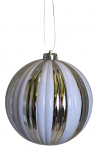 Vianočné ozdobné gule, bielo - strieborné, 15 cm, 4 ks v balení